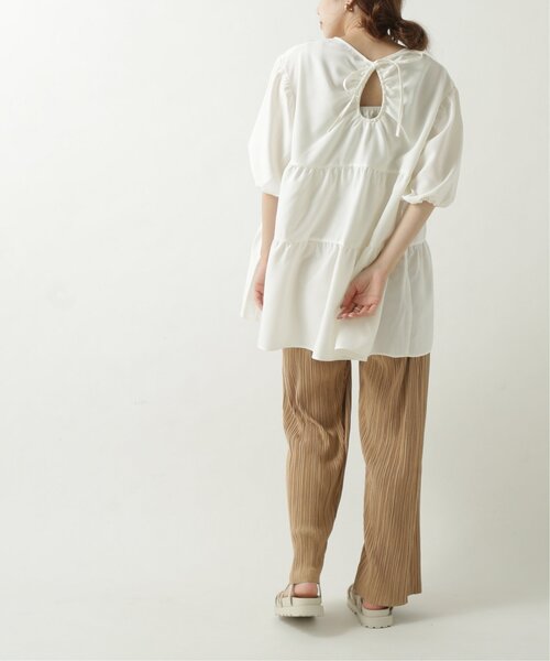 RAY CASSIN（レイカズン）の「リネンタッチティアードブラウス（シャツ/ブラウス・レディース・ブラウン/オフホワイト/ブルー・FREE）」の15枚目の写真