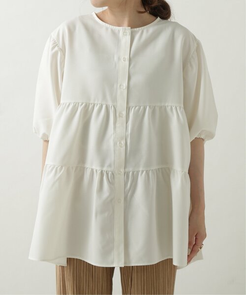 RAY CASSIN（レイカズン）の「リネンタッチティアードブラウス（シャツ/ブラウス・レディース・ブラウン/オフホワイト/ブルー・FREE）」の16枚目の写真