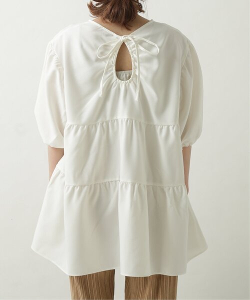 RAY CASSIN（レイカズン）の「リネンタッチティアードブラウス（シャツ/ブラウス・レディース・ブラウン/オフホワイト/ブルー・FREE）」の18枚目の写真