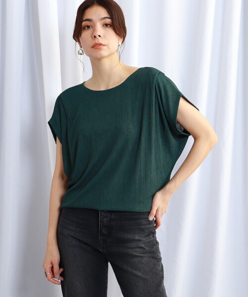 JET（ジェット）の「◆【ウォッシャブル】フレンチスリーブリブジャージカットソー（Tシャツ/カットソー・レディース・ブラック/オフホワイト/グリーン/ブラウン系・04）」の4枚目の写真