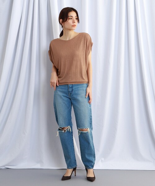 JET（ジェット）の「◆【ウォッシャブル】フレンチスリーブリブジャージカットソー（Tシャツ/カットソー・レディース・ブラック/オフホワイト/グリーン/ブラウン系・04）」の21枚目の写真