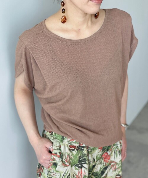 JET（ジェット）の「◆【ウォッシャブル】フレンチスリーブリブジャージカットソー（Tシャツ/カットソー・レディース・ブラック/オフホワイト/グリーン/ブラウン系・04）」の5枚目の写真