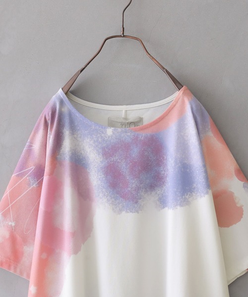 osharewalker（オシャレウォーカー）の「『水彩プリントドルマンTシャツ』（Tシャツ/カットソー・レディース・イエロー/ラベンダー・FREE）」の16枚目の写真