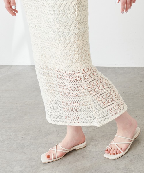 natural couture（ナチュラルクチュール）の「透かし編みレーススカート（スカート・レディース・ブラック/オレンジ/アイボリー・FREE）」の5枚目の写真