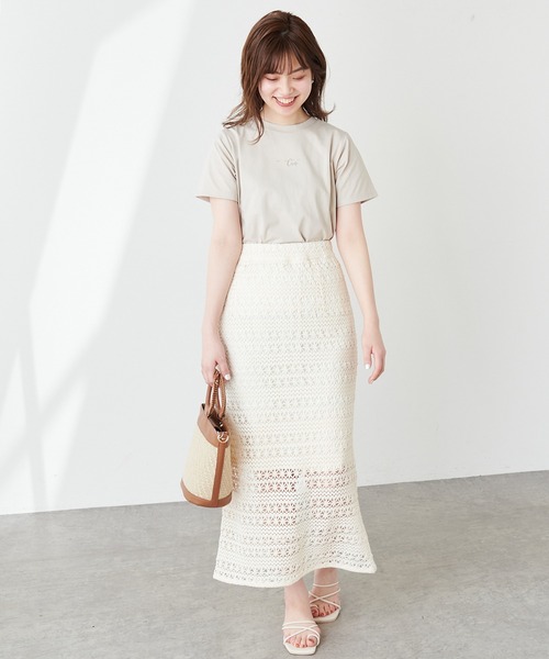 natural couture（ナチュラルクチュール）の「透かし編みレーススカート（スカート・レディース・ブラック/オレンジ/アイボリー・FREE）」の10枚目の写真