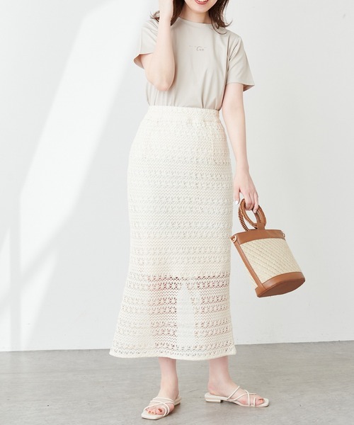 natural couture（ナチュラルクチュール）の「透かし編みレーススカート（スカート・レディース・ブラック/オレンジ/アイボリー・FREE）」の9枚目の写真