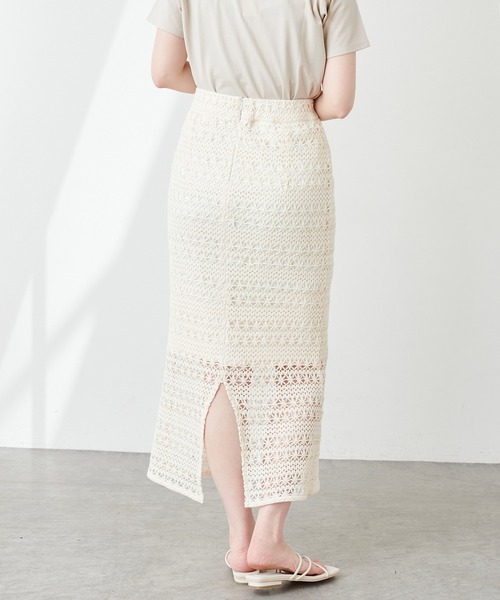 natural couture（ナチュラルクチュール）の「透かし編みレーススカート（スカート・レディース・ブラック/オレンジ/アイボリー・FREE）」の8枚目の写真