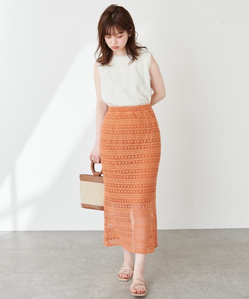 natural couture（ナチュラルクチュール）の「透かし編みレーススカート（スカート・レディース・ブラック/オレンジ/アイボリー・FREE）」の17枚目の写真