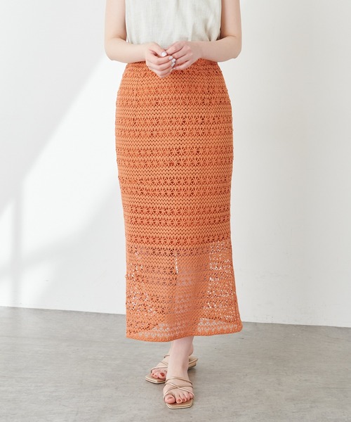 natural couture（ナチュラルクチュール）の「透かし編みレーススカート（スカート・レディース・ブラック/オレンジ/アイボリー・FREE）」の16枚目の写真