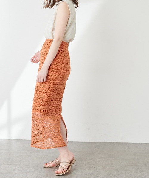 natural couture（ナチュラルクチュール）の「透かし編みレーススカート（スカート・レディース・ブラック/オレンジ/アイボリー・FREE）」の18枚目の写真