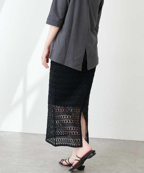 natural couture（ナチュラルクチュール）の「透かし編みレーススカート（スカート・レディース・ブラック/オレンジ/アイボリー・FREE）」の13枚目の写真