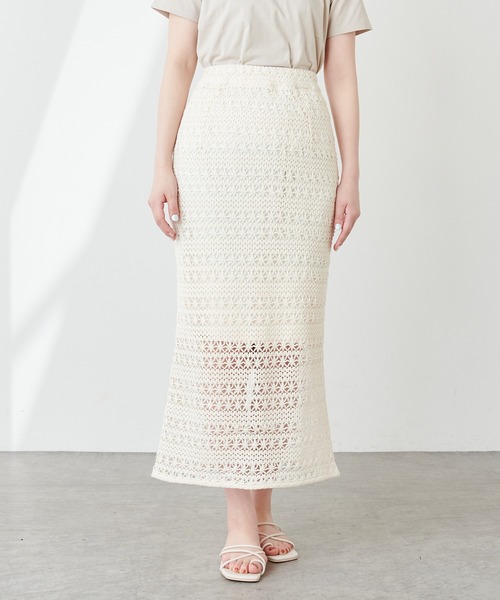 natural couture（ナチュラルクチュール）の「透かし編みレーススカート（スカート・レディース・ブラック/オレンジ/アイボリー・FREE）」の22枚目の写真