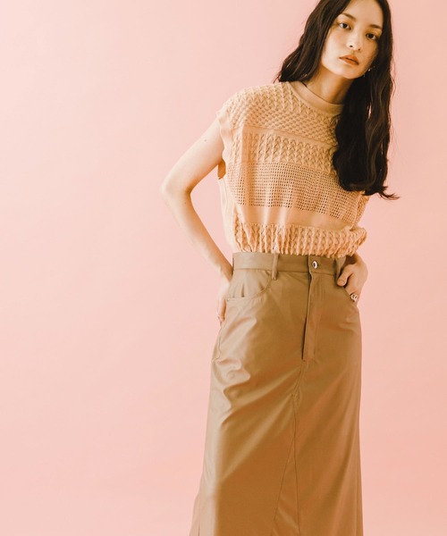 SENSE OF PLACE by URBAN RESEARCH(センスオブプレイスバイアーバンリサーチ)の「naturaglace×SENSE OF PLACE 『別注』ナチュラグラッセフェイクレザースカート(スカート・レディース・パープル/ブラウン/ピンク・ONE)」の7枚目の写真