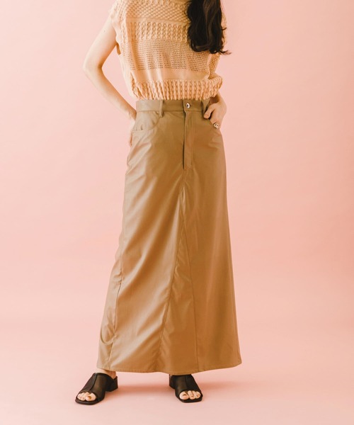 SENSE OF PLACE by URBAN RESEARCH(センスオブプレイスバイアーバンリサーチ)の「naturaglace×SENSE OF PLACE 『別注』ナチュラグラッセフェイクレザースカート(スカート・レディース・パープル/ブラウン/ピンク・ONE)」の8枚目の写真