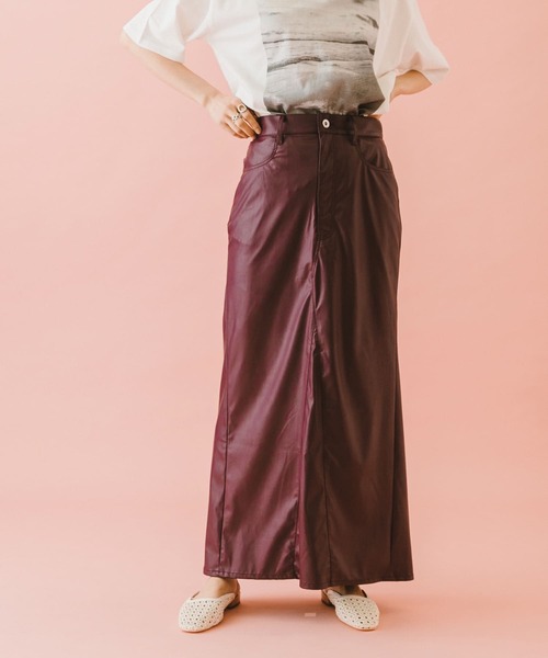 SENSE OF PLACE by URBAN RESEARCH(センスオブプレイスバイアーバンリサーチ)の「naturaglace×SENSE OF PLACE 『別注』ナチュラグラッセフェイクレザースカート(スカート・レディース・パープル/ブラウン/ピンク・ONE)」の17枚目の写真