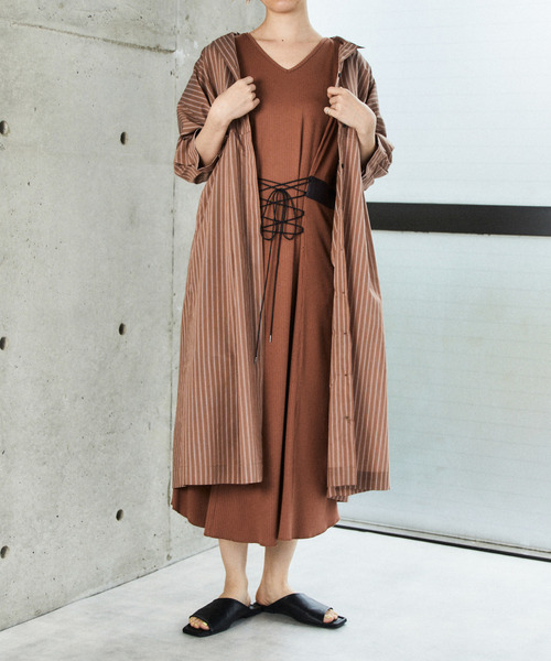 nota（ノータ）の「2WAYレースアップリブワンピース（ワンピース・レディース・アイボリー/レンガ/チャコールグレー・FREE）」の9枚目の写真