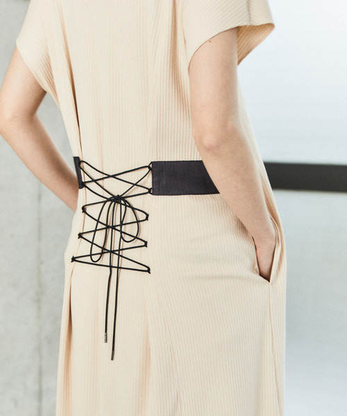 nota（ノータ）の「2WAYレースアップリブワンピース（ワンピース・レディース・アイボリー/レンガ/チャコールグレー・FREE）」の4枚目の写真