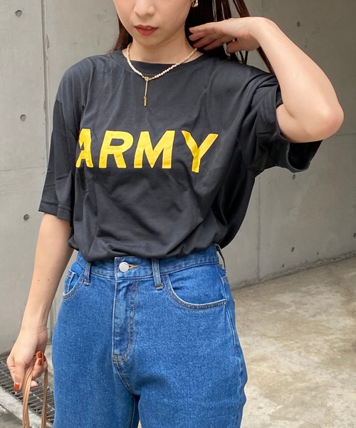 CAPRICIEUX LE'MAGE（カプリシューレマージュ）の「yousedデッドストックARMY Tシャツ（Tシャツ/カットソー・レディース・ブラック・X-LARGE）」の4枚目の写真