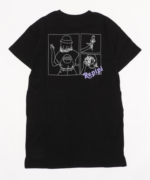 repipi armario（レピピ アルマリオ）の「【綿100%】3コマGirlイラストワンピース（ワンピース・キッズ・ブラック/ラベンダー/ホワイト・LARGE/SMALL/MEDIUM）」の4枚目の写真