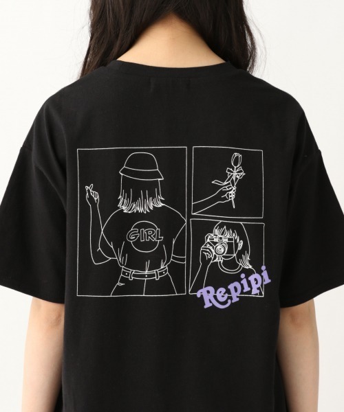 repipi armario（レピピ アルマリオ）の「【綿100%】3コマGirlイラストワンピース（ワンピース・キッズ・ブラック/ラベンダー/ホワイト・LARGE/SMALL/MEDIUM）」の7枚目の写真