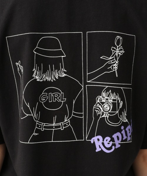 repipi armario（レピピ アルマリオ）の「【綿100%】3コマGirlイラストワンピース（ワンピース・キッズ・ブラック/ラベンダー/ホワイト・LARGE/SMALL/MEDIUM）」の9枚目の写真