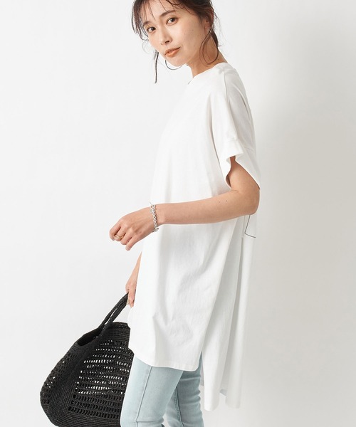 RIVE DROITE(リヴドロワ)の「【WEB限定】コットンチュニック(Tシャツ/カットソー・レディース・ホワイト/チャコールグレー・FREE)」の5枚目の写真