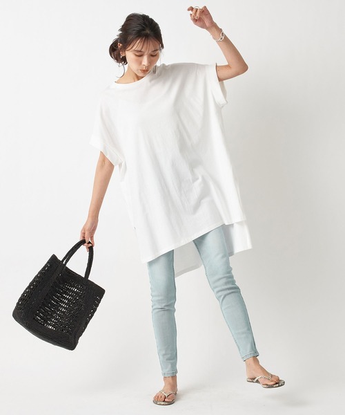 RIVE DROITE(リヴドロワ)の「【WEB限定】コットンチュニック(Tシャツ/カットソー・レディース・ホワイト/チャコールグレー・FREE)」の8枚目の写真