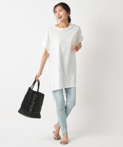 RIVE DROITE(リヴドロワ)の「【WEB限定】コットンチュニック(Tシャツ/カットソー・レディース・ホワイト/チャコールグレー・FREE)」の9枚目の写真