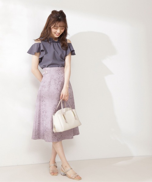 PROPORTION BODY DRESSING（プロポーションボディドレッシング）の「オープンショルダー２ｗａｙブラウス / 1211110513（シャツ/ブラウス・レディース・ダークグレー/ホワイト系その他/ボルドー・SMALL/MEDIUM）」の10枚目の写真