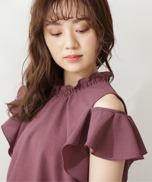 PROPORTION BODY DRESSING（プロポーションボディドレッシング）の「オープンショルダー２ｗａｙブラウス / 1211110513（シャツ/ブラウス・レディース・ダークグレー/ホワイト系その他/ボルドー・SMALL/MEDIUM）」の8枚目の写真