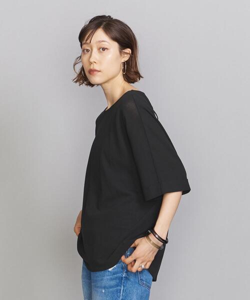 BEAUTY&YOUTH UNITED ARROWS（ビューティーアンドユースユナイテッドアローズ）の「BY バックリボンドルマン5分袖カットソー（Tシャツ/カットソー・レディース・ブラック/オフホワイト/モカ・FREE）」の2枚目の写真