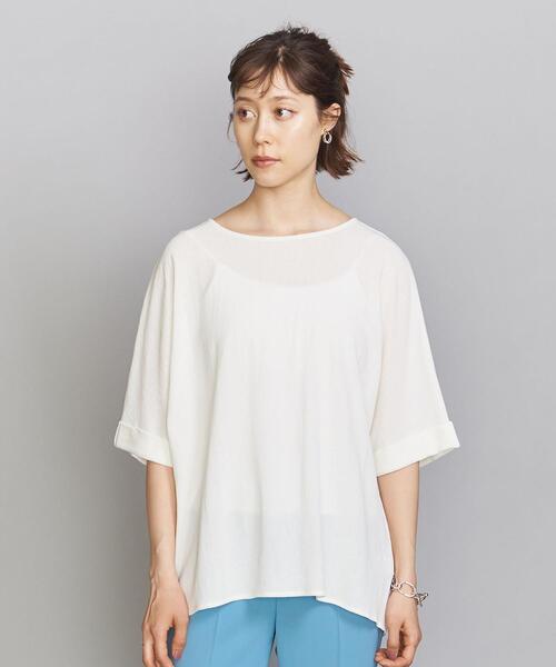 BEAUTY&YOUTH UNITED ARROWS（ビューティーアンドユースユナイテッドアローズ）の「BY バックリボンドルマン5分袖カットソー（Tシャツ/カットソー・レディース・ブラック/オフホワイト/モカ・FREE）」の10枚目の写真