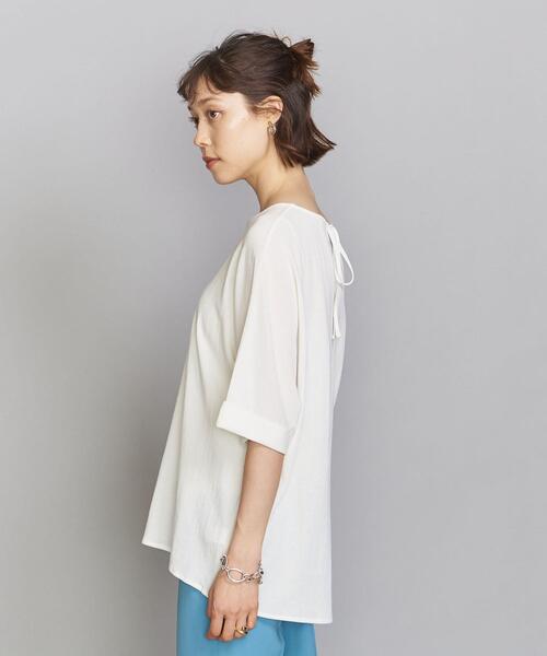 BEAUTY&YOUTH UNITED ARROWS（ビューティーアンドユースユナイテッドアローズ）の「BY バックリボンドルマン5分袖カットソー（Tシャツ/カットソー・レディース・ブラック/オフホワイト/モカ・FREE）」の12枚目の写真