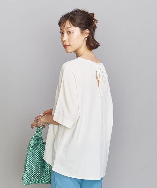 BEAUTY&YOUTH UNITED ARROWS（ビューティーアンドユースユナイテッドアローズ）の「BY バックリボンドルマン5分袖カットソー（Tシャツ/カットソー・レディース・ブラック/オフホワイト/モカ・FREE）」の8枚目の写真