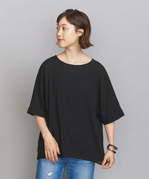 BEAUTY&YOUTH UNITED ARROWS（ビューティーアンドユースユナイテッドアローズ）の「BY バックリボンドルマン5分袖カットソー（Tシャツ/カットソー・レディース・ブラック/オフホワイト/モカ・FREE）」の4枚目の写真