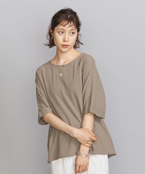BEAUTY&YOUTH UNITED ARROWS（ビューティーアンドユースユナイテッドアローズ）の「BY バックリボンドルマン5分袖カットソー（Tシャツ/カットソー・レディース・ブラック/オフホワイト/モカ・FREE）」の9枚目の写真