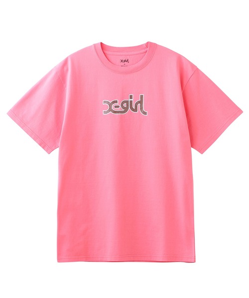 X-girl（エックスガール）の「GLITTER MILLS LOGO S/S TEE（Tシャツ/カットソー・レディース・ホワイト/ブラック/ピンク・M/S/L/XS）」の14枚目の写真