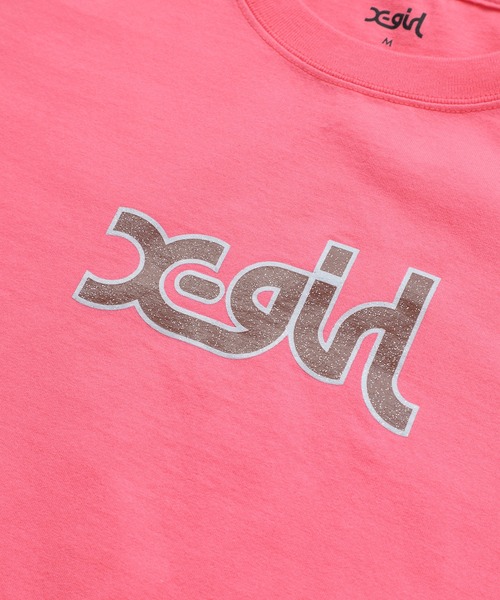 X-girl（エックスガール）の「GLITTER MILLS LOGO S/S TEE（Tシャツ/カットソー・レディース・ホワイト/ブラック/ピンク・M/S/L/XS）」の9枚目の写真