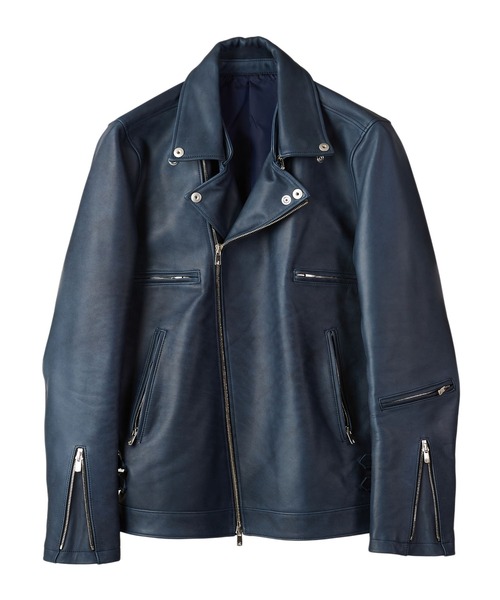 NO ID.（ノーアイディ）の「オイルドホースレザーWライダースJKT（ライダースジャケット・メンズ・ブラック/ダークネイビー・1/3/2）」の10枚目の写真