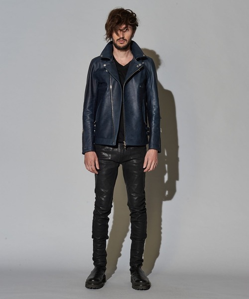 NO ID.（ノーアイディ）の「オイルドホースレザーWライダースJKT（ライダースジャケット・メンズ・ブラック/ダークネイビー・1/3/2）」の13枚目の写真