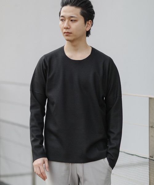 ATTACHMENT(アタッチメント)の「MELTON JERSEY CREWNECK LOOSE-FIT T-SHIRT L/S(ニット/セーター・メンズ・ライトグレー/ブラック/オフホワイト・1/2/3)」の3枚目の写真