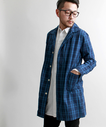 WEGO | WEGO/インディゴチェックショップコート(ステンカラーコート)