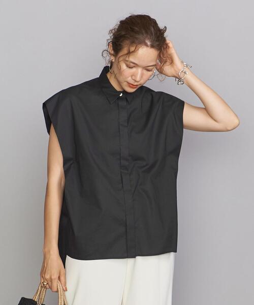 BEAUTY&YOUTH UNITED ARROWS(ビューティーアンドユースユナイテッドアローズ)の「BY ワイドショルダーフレンチスリーブシャツ -ウォッシャブル-(シャツ/ブラウス・レディース・ブラック/ライム・FREE)」の1枚目の写真