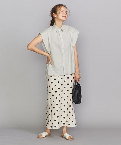 BEAUTY&YOUTH UNITED ARROWS(ビューティーアンドユースユナイテッドアローズ)の「BY ワイドショルダーフレンチスリーブシャツ -ウォッシャブル-(シャツ/ブラウス・レディース・ブラック/ライム・FREE)」の7枚目の写真