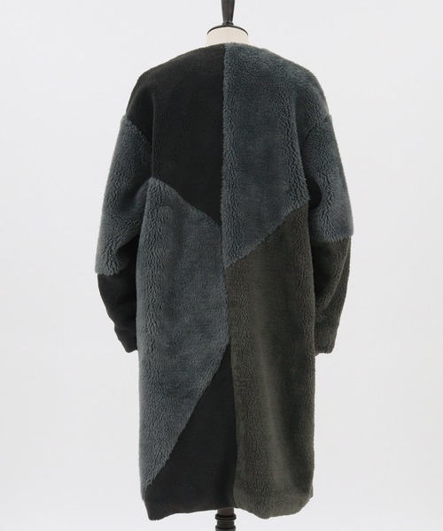 GLIMCLAP（グリムクラップ）の「mj8035-Shaggy material patchwork design coat コート（ノーカラーコート・メンズ・チャコール/ブラック/キャメル・M/S/L）」の21枚目の写真