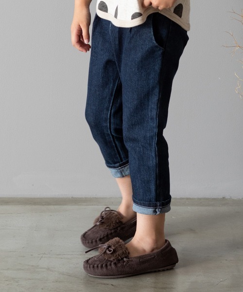 MAKE YOUR DAY（メイクユアデイ）の「デニムリボンパンツ■80～140cm（デニムパンツ・キッズ・ネイビー/ブルー・110/120/130/140/90/80/100）」の2枚目の写真