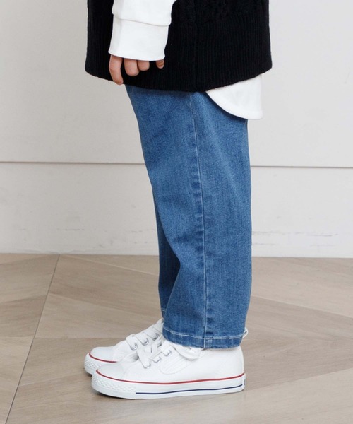 MAKE YOUR DAY（メイクユアデイ）の「デニムリボンパンツ■80～140cm（デニムパンツ・キッズ・ネイビー/ブルー・110/120/130/140/90/80/100）」の3枚目の写真