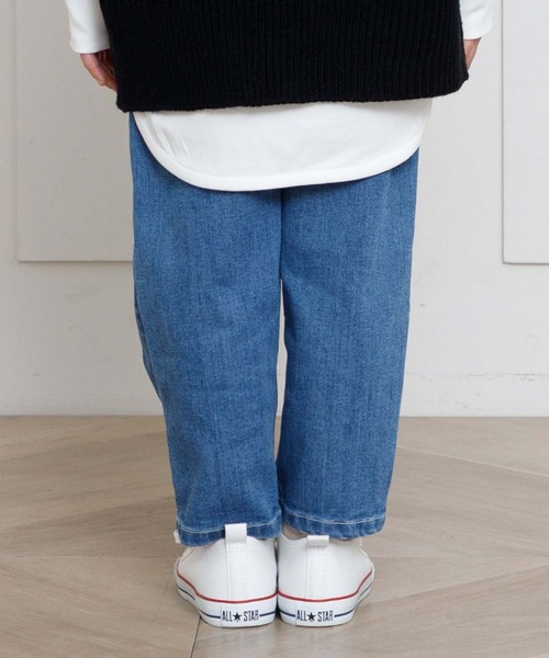 MAKE YOUR DAY（メイクユアデイ）の「デニムリボンパンツ■80～140cm（デニムパンツ・キッズ・ネイビー/ブルー・110/120/130/140/90/80/100）」の4枚目の写真