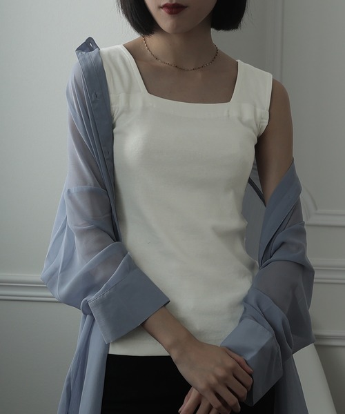 ElegChic(エレグシック)の「ブラ紐隠しインナータンクトップ(タンクトップ・レディース・チャコールグレー/オフホワイト/ブラック・L/4L/M/XL/XXL)」の2枚目の写真