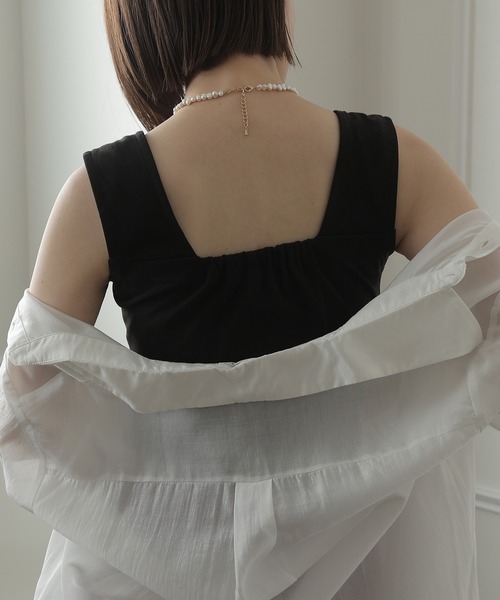 ElegChic(エレグシック)の「ブラ紐隠しインナータンクトップ(タンクトップ・レディース・チャコールグレー/オフホワイト/ブラック・L/4L/M/XL/XXL)」の6枚目の写真